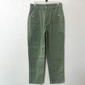 NWT Blu Pepper Crop Pant Button Olive size Medium
